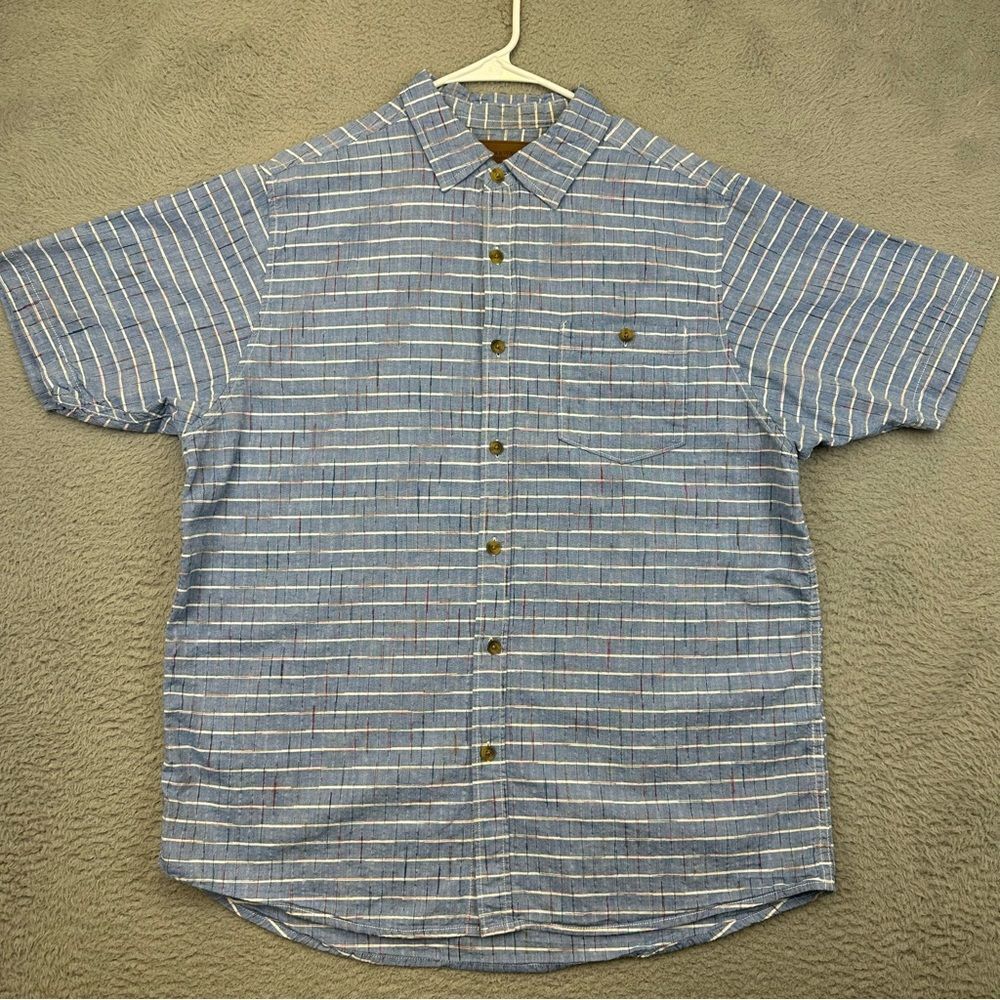 Clear Water Outfitters Shirt Mens Large Blue Button‎ Fishing Camp Hiking Outdoor